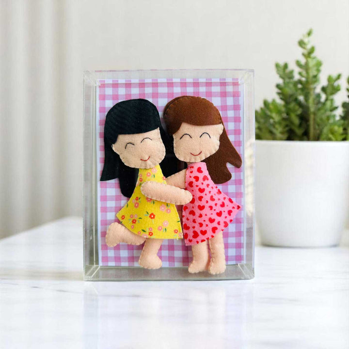 Personalized Handmade Chekered Theme Felt Decorative Plaque For Sisters