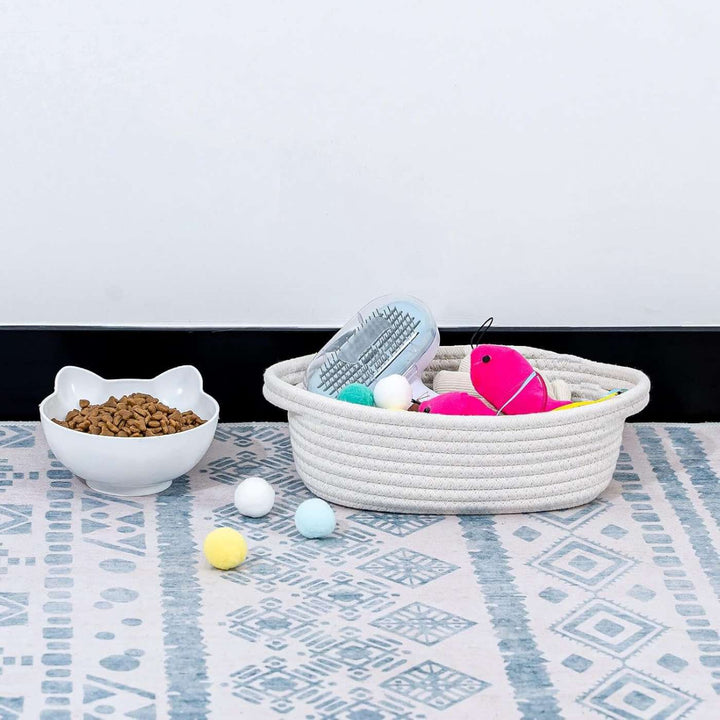 Handmade Coil Basketry Cute Cotton Rope Storage Baskets | Set Of 5