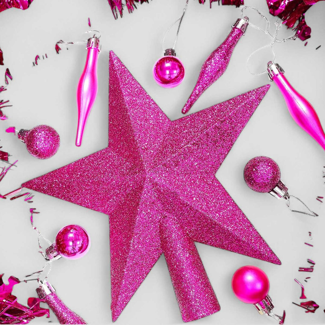 Lightweight Reusable Dazzle Pink Star Christmas Tree Topper