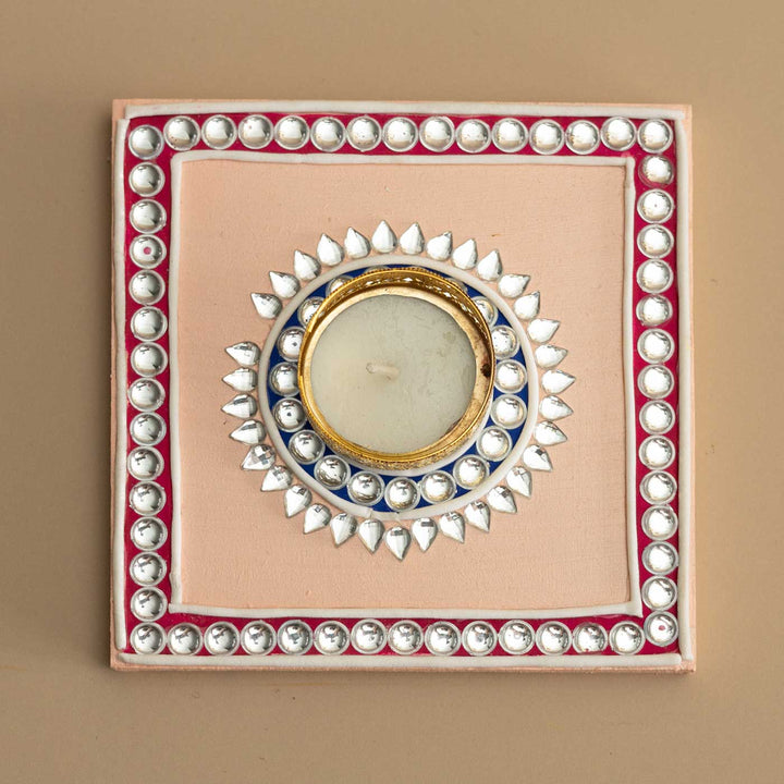 Set of 8 | Handmade Dharma Jyoti Wooden Tealight Holder