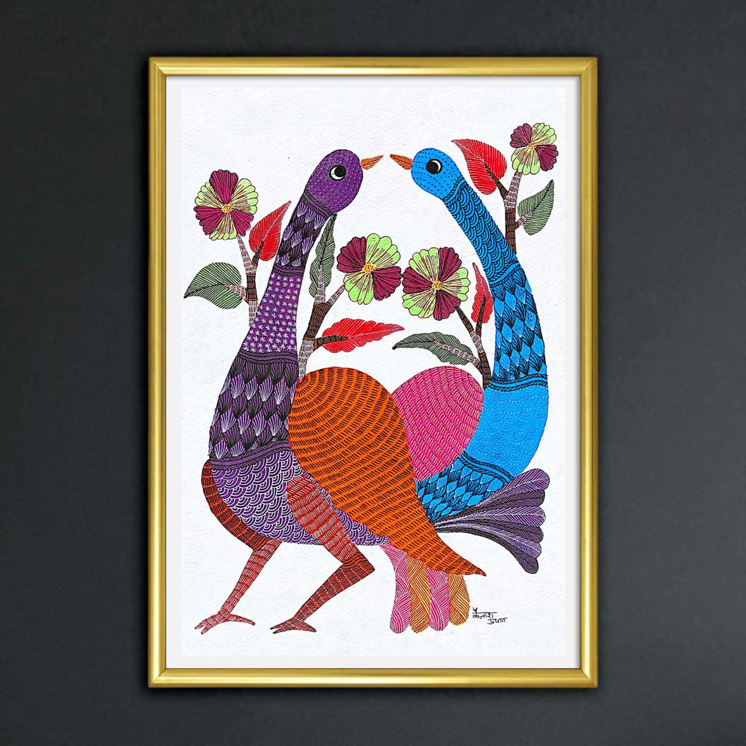 11 x 15 Inch | Sacred Bond | Original Hand painted Tribal Gond Art Painting | Acrylic Paints On Paper