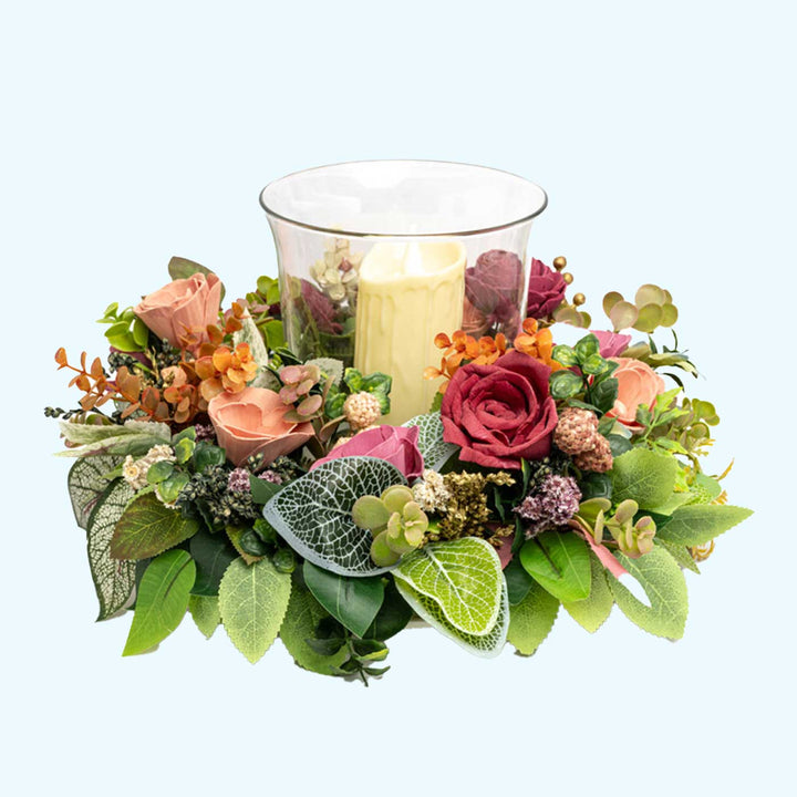 Handmade Luminous Petal Harmony Shola Flower Centerpiece With Candle Holder