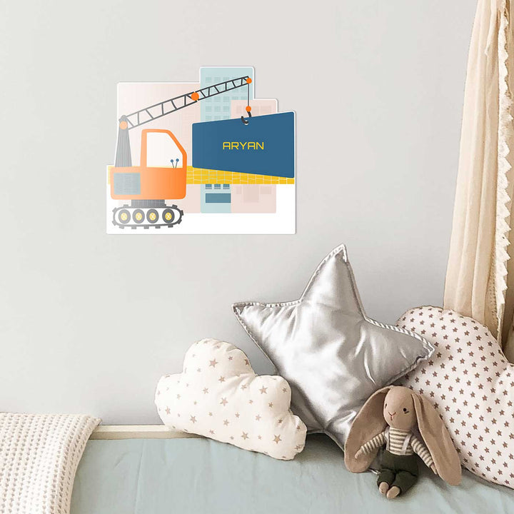 Personalized Let'S Build Theme Acrylic Kids Name Plate