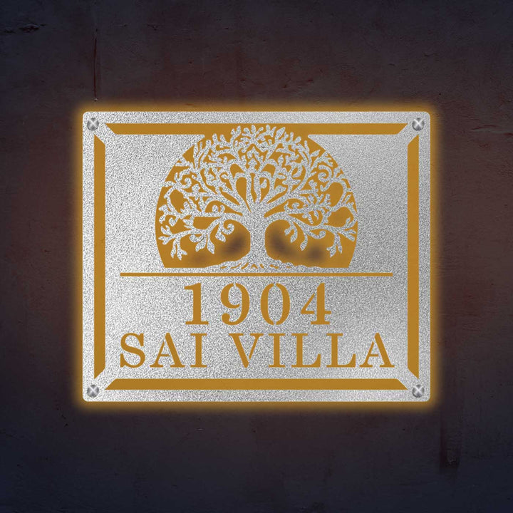 Personalized Laser Cut Tree of Life Theme Steel Name Plate