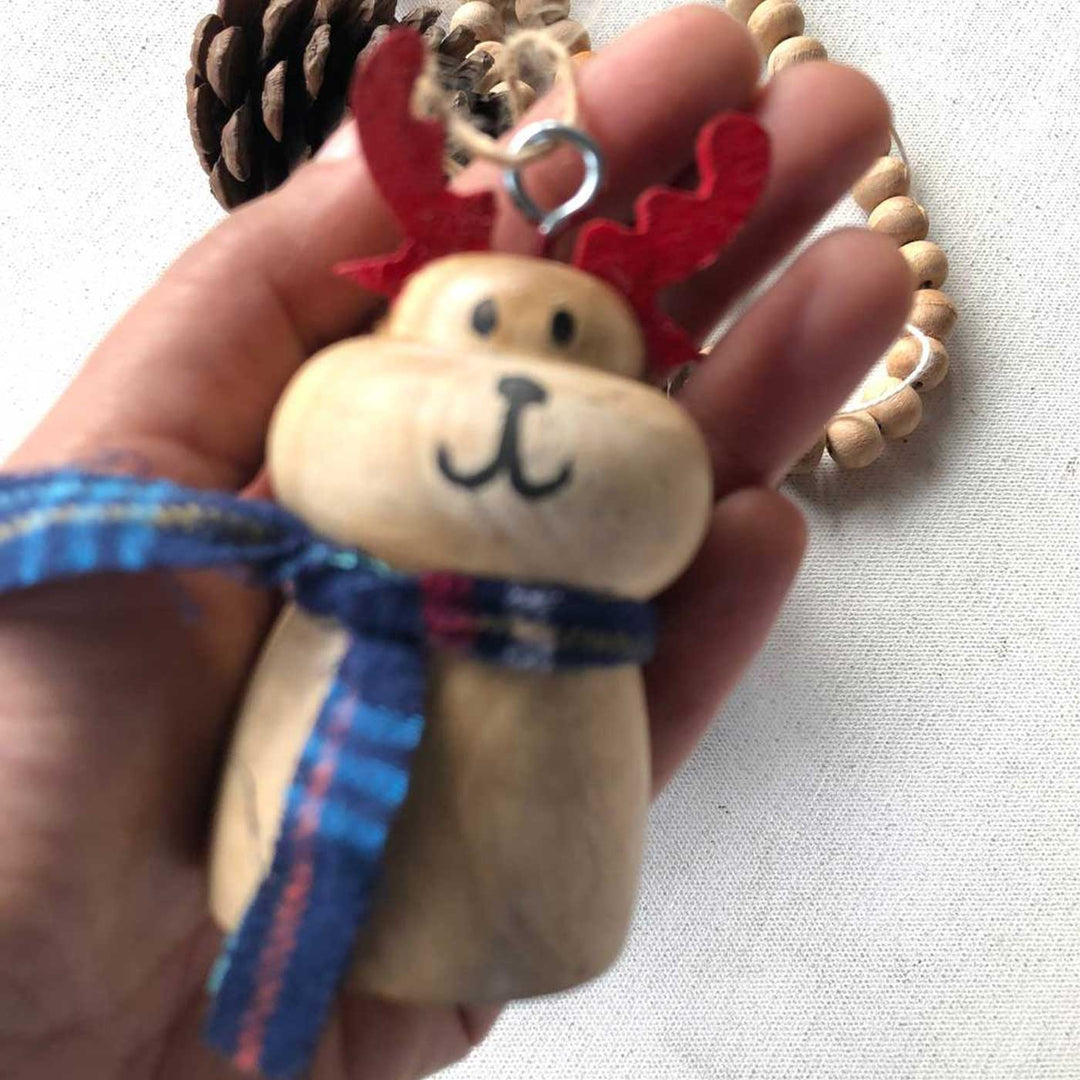 Handmade Reindeer Wooden Ornament For Christmas Tree Decoration