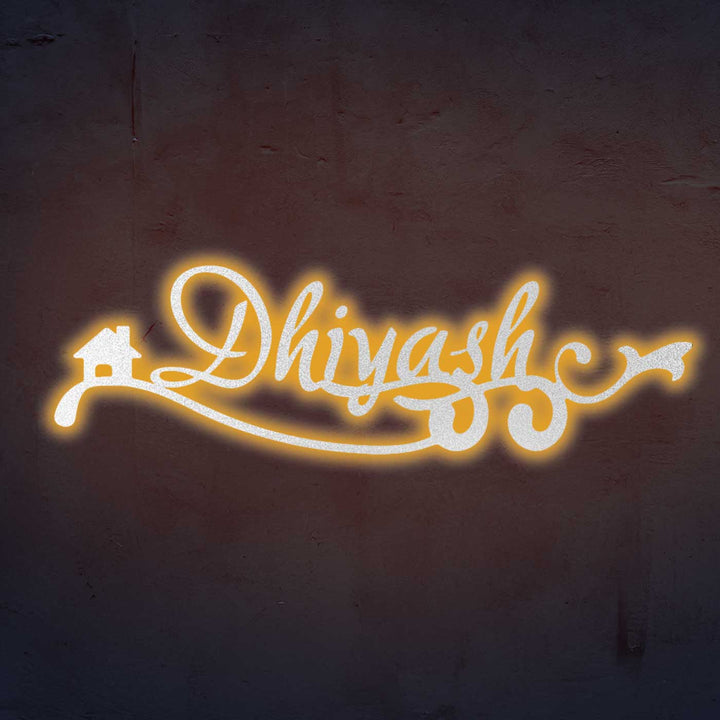 Personalized Laser Cut Wavy Design Steel Name Plate