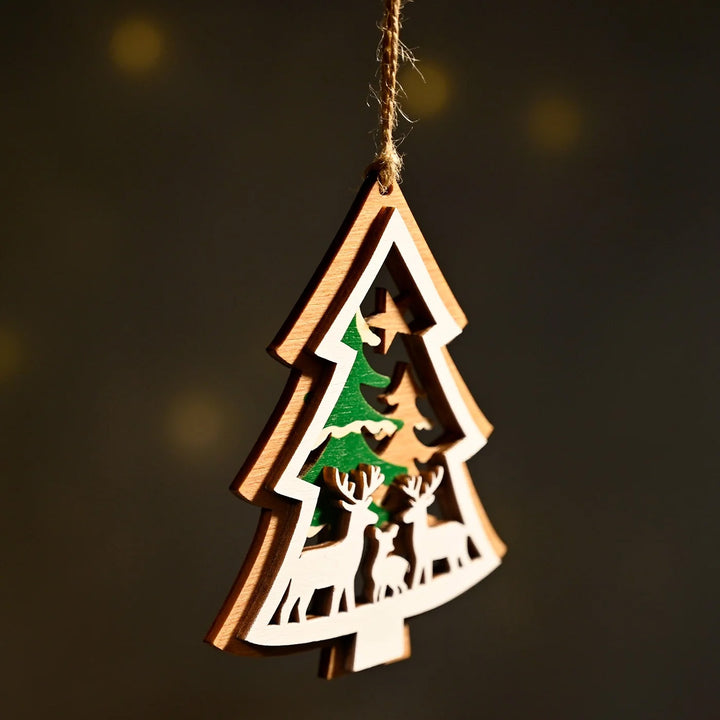 Laser Cut Xmas Tree Wooden Ornament For Christmas Decoration