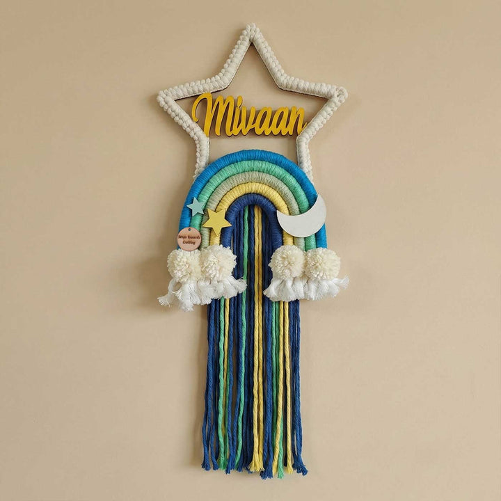 Personalized Macrame Star Theme Kids Name Plate