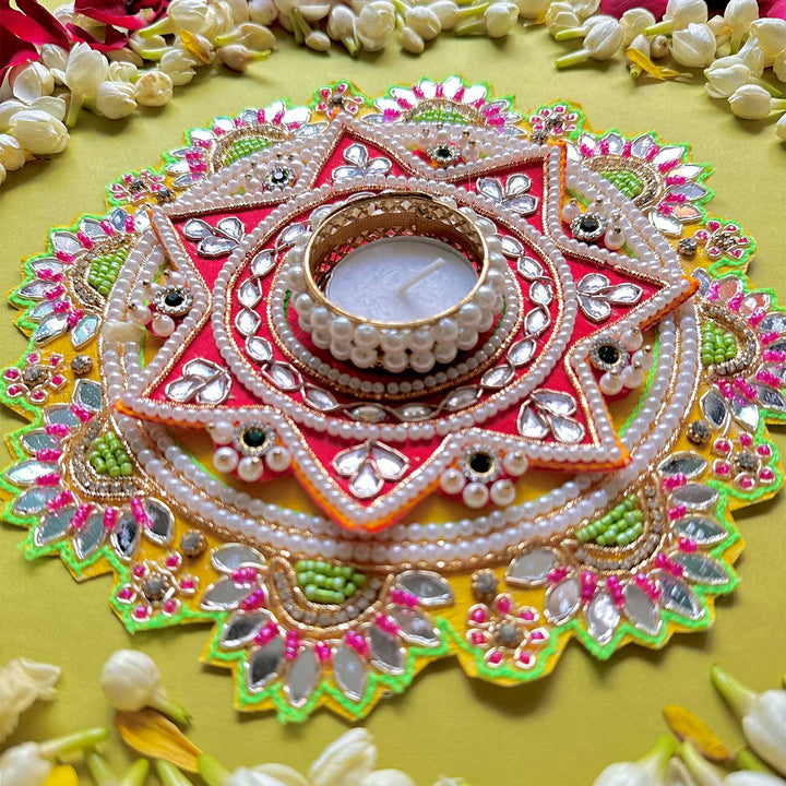 Handmade Decorative Red Star Rangoli