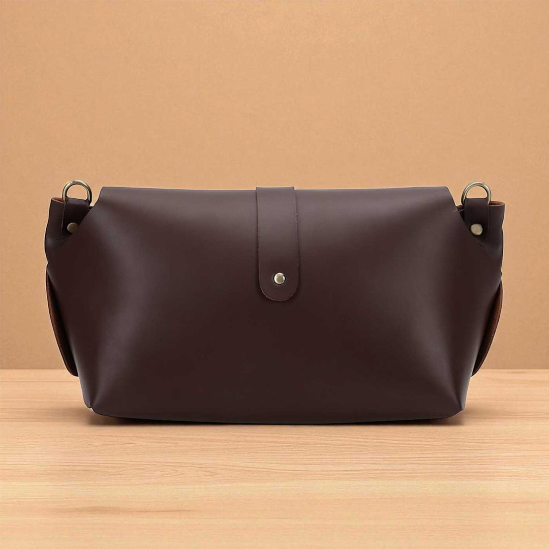 Handmade Solid Brown Color Rexine Sling Bag