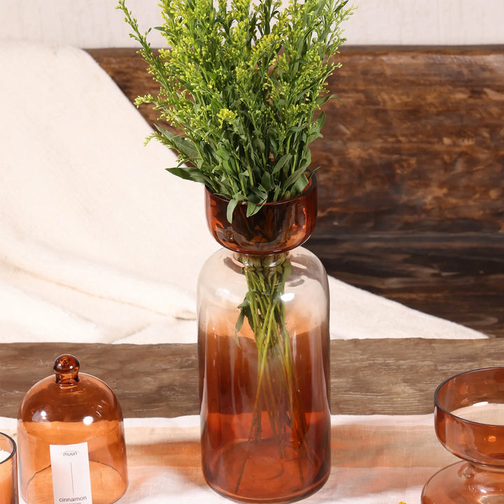 Handmade Haze Brown Grande Tinted Glass Vase | 11.8 inch