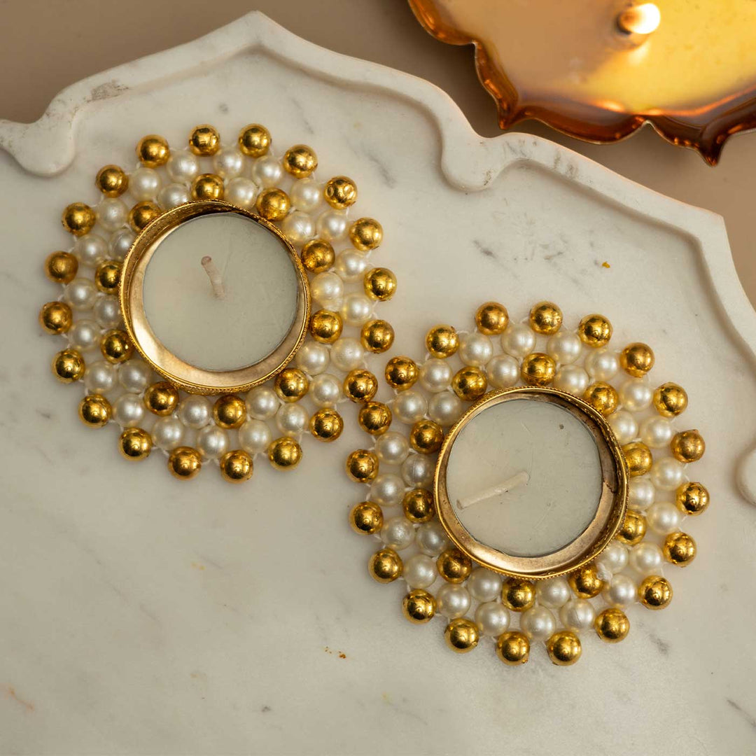 Handmade Divya Deepam Metal Tealight Holder | Set Of 2