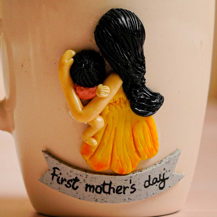 Personalized Hand-Painted Polymer Clay Mother's Day Theme Ceramic Mug