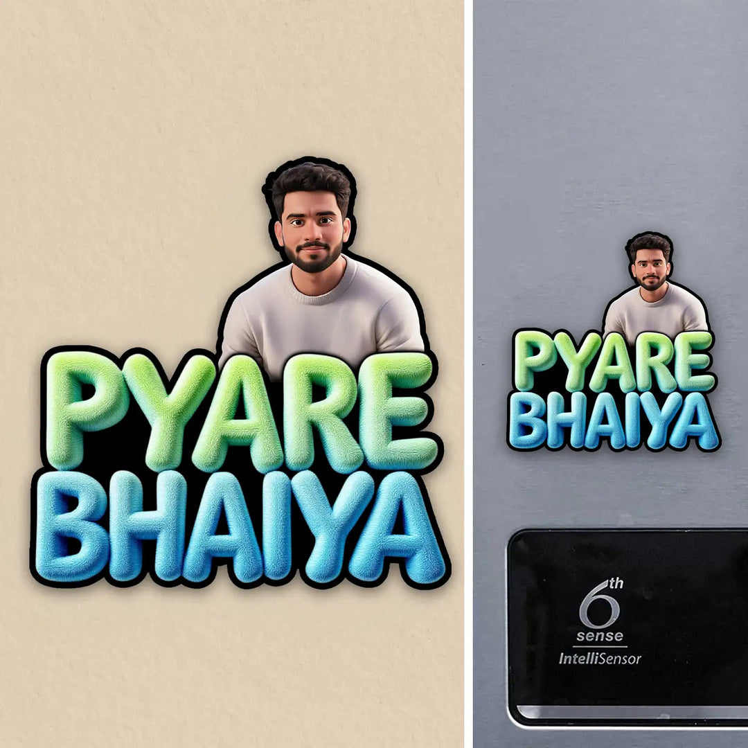 Photo Personalized "Pyare Bhaiya" Acrylic Fridge Magnet