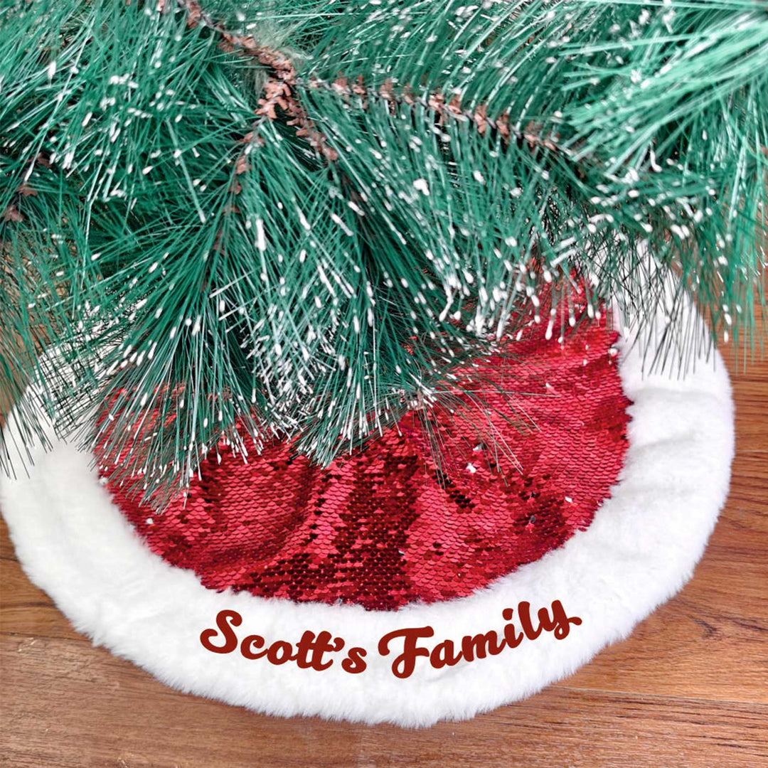 Personalized Handmade Mini Sequin Tree Skirts | 14 Inches