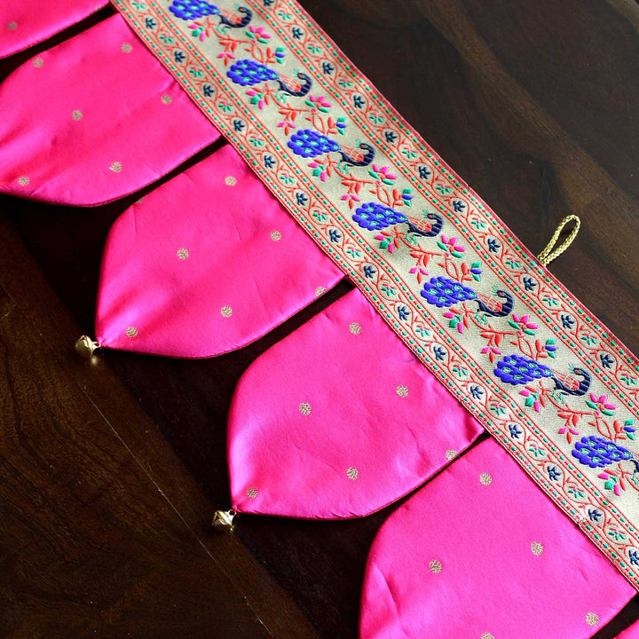 Handcrafted Traditional Paithani Fabric Toran For Festive Decor