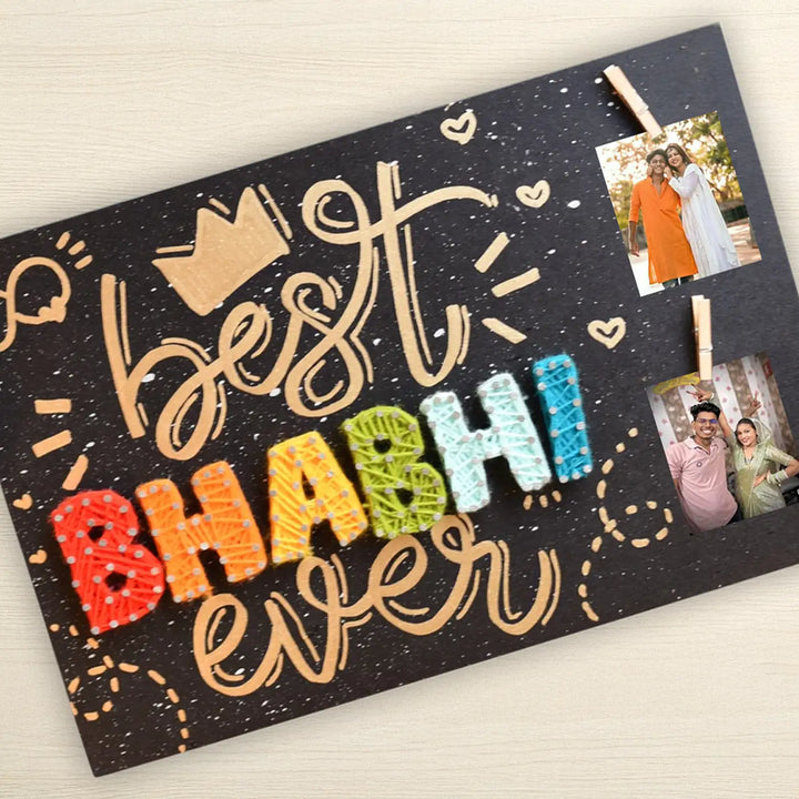 Handmade String Art "Best Bhabhi Ever" Mdf Wood Decorative Plaque