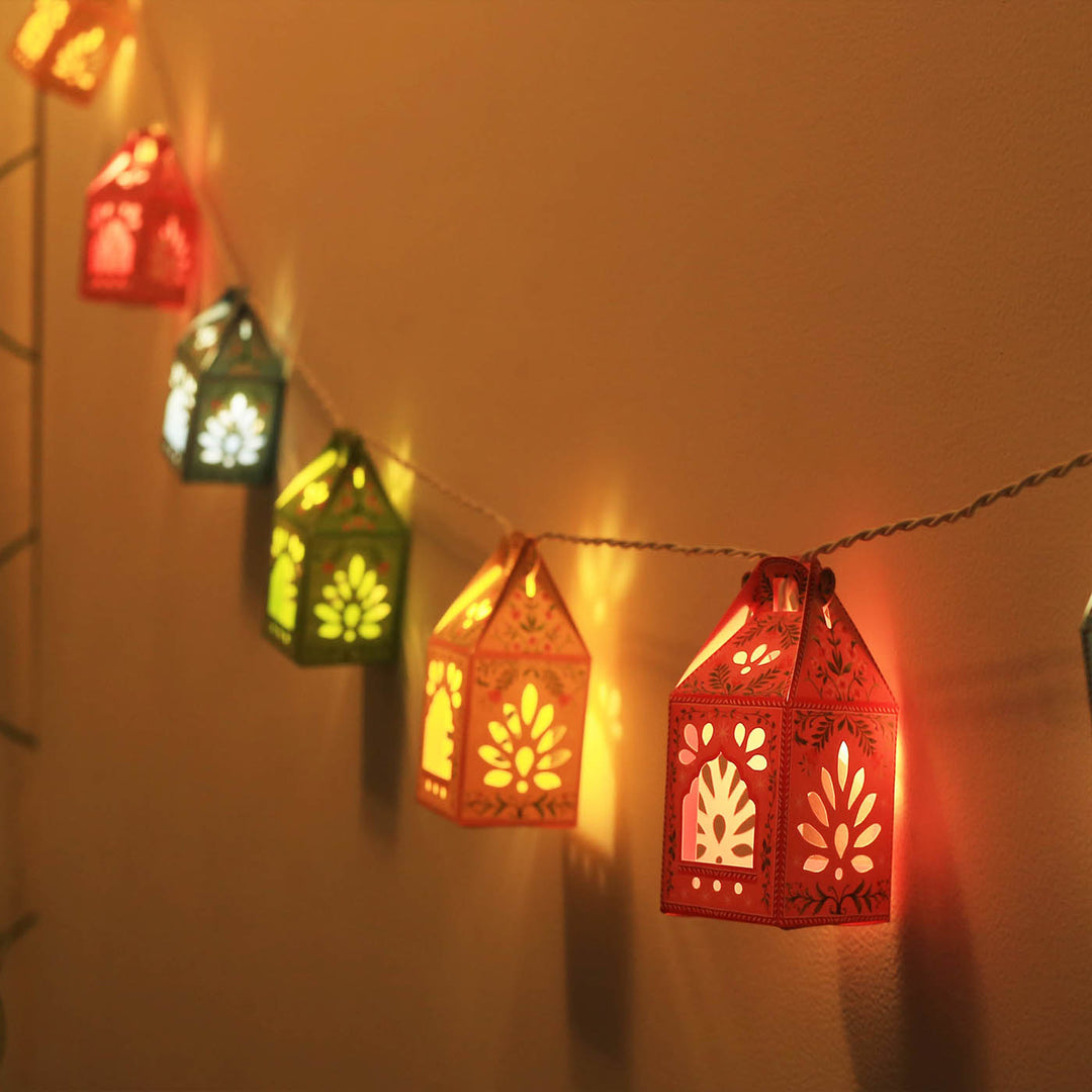 2.6m, 12 Bulbs | Handmade Floral Mini Lanterns DIY Paper LED Fairy Light