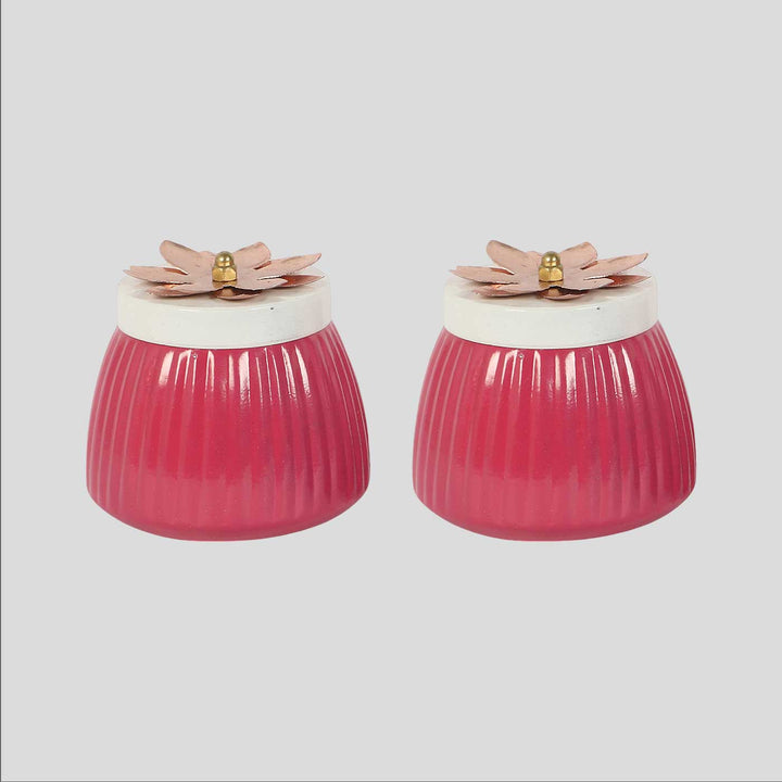 Handmade Pink Metal  Jar | Set Of 2