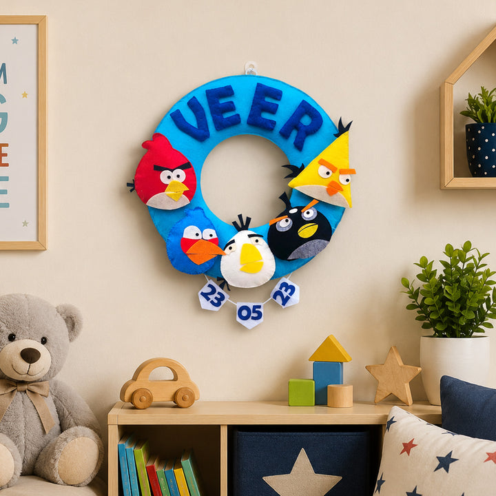 Personalised Angry Birds Felt Name Plate