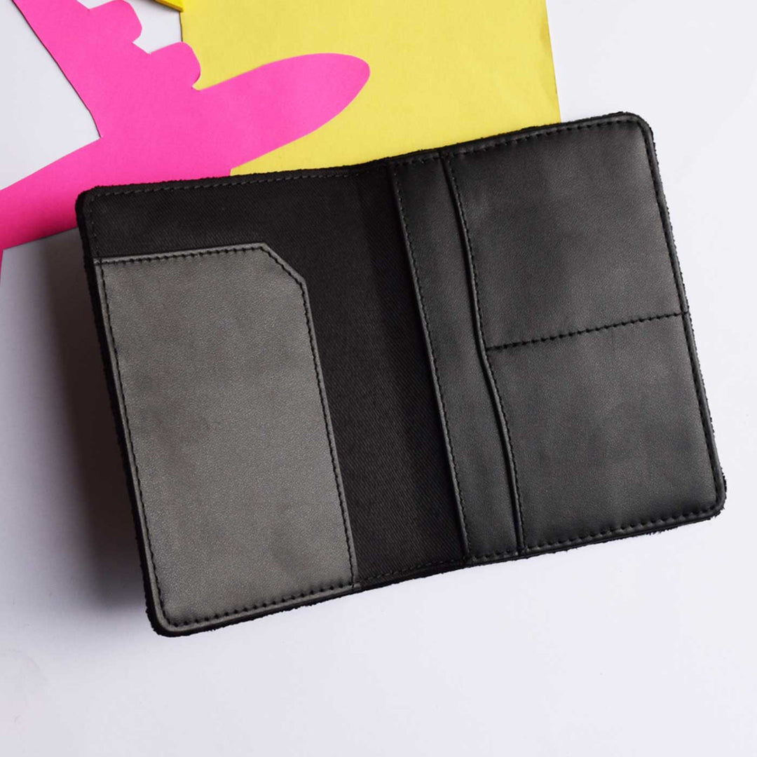 Handmade Embroidered Camera Design Velvet Passport Cover