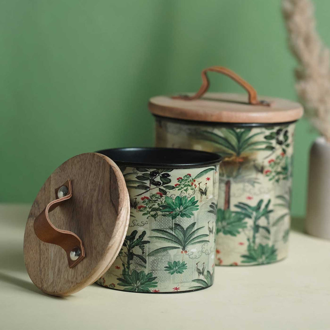 5 inch | Handmade Green Iron Cookie Jar Wax Scented Candle With Wooden Lid