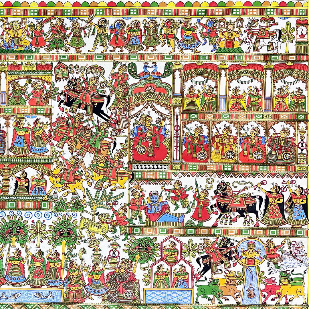 42 X 60 Inch | Marriage of Pabuji Paper Phad Painting