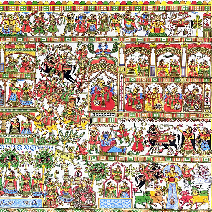 42 X 60 Inch | Marriage of Pabuji Paper Phad Painting