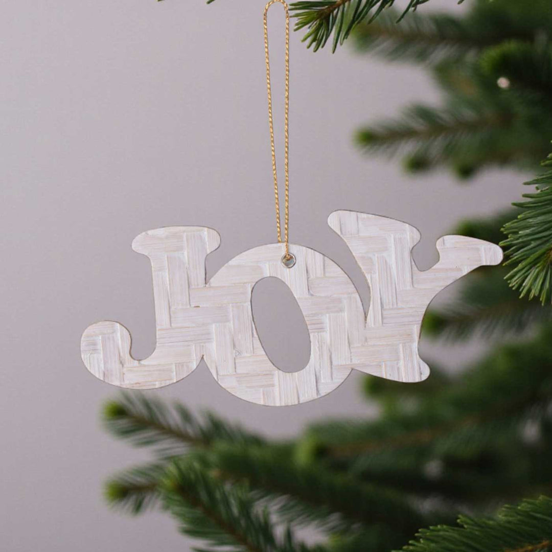 Handmade Bamboo Joy Hanging Christmas Ornaments
