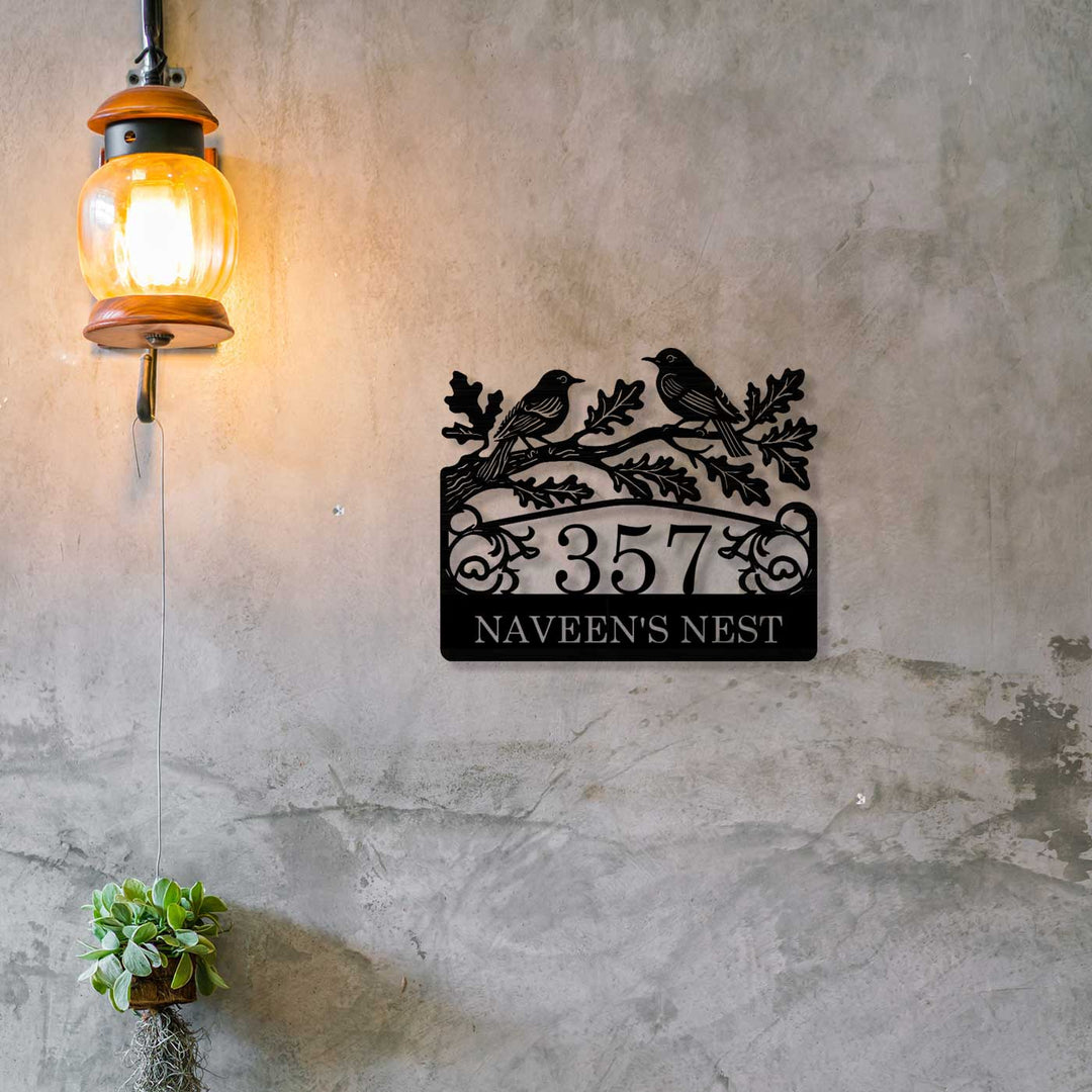 Personalized Laser Cut Birds Theme Steel Name Plate