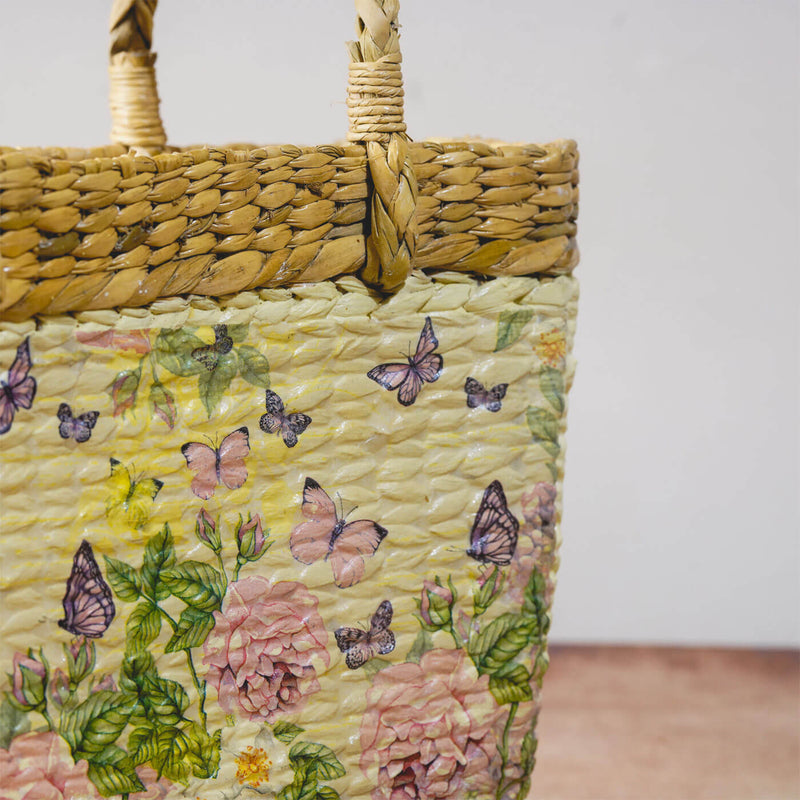 Handcrafted Kauna Grass Printed Grocery Bag
