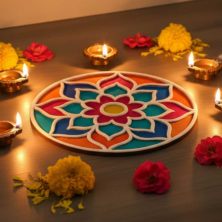 12 Inch | Floral MDF Wood Reusable Rangoli Stencil