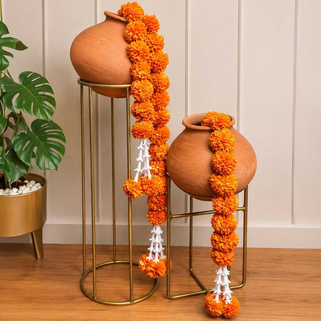 Handcrafted Artificial Orange Marigold Flower Hangings For Festive Decor