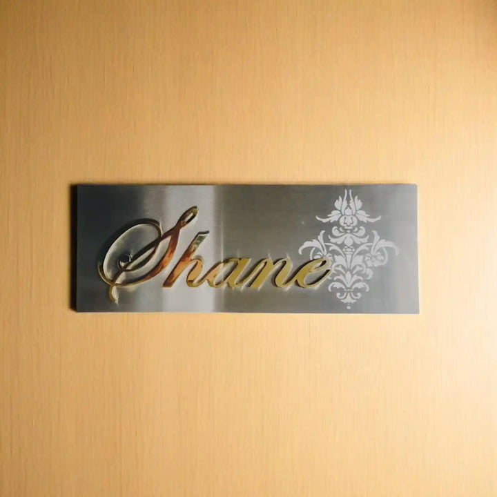 Personalized Laser Cut Minimal Design Metal Name Plate