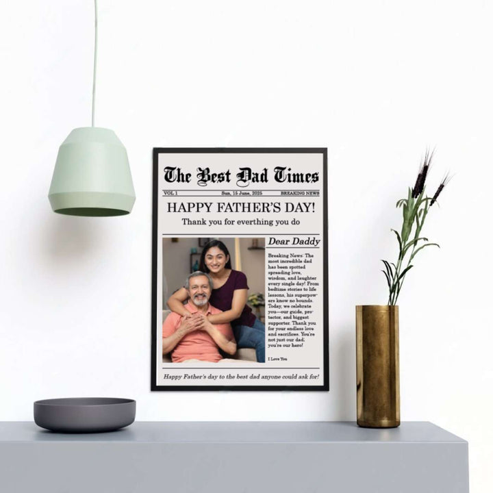 Photo Personalized Handmade Newspaper Theme MDF Wood Decorative Plaque For Fathers