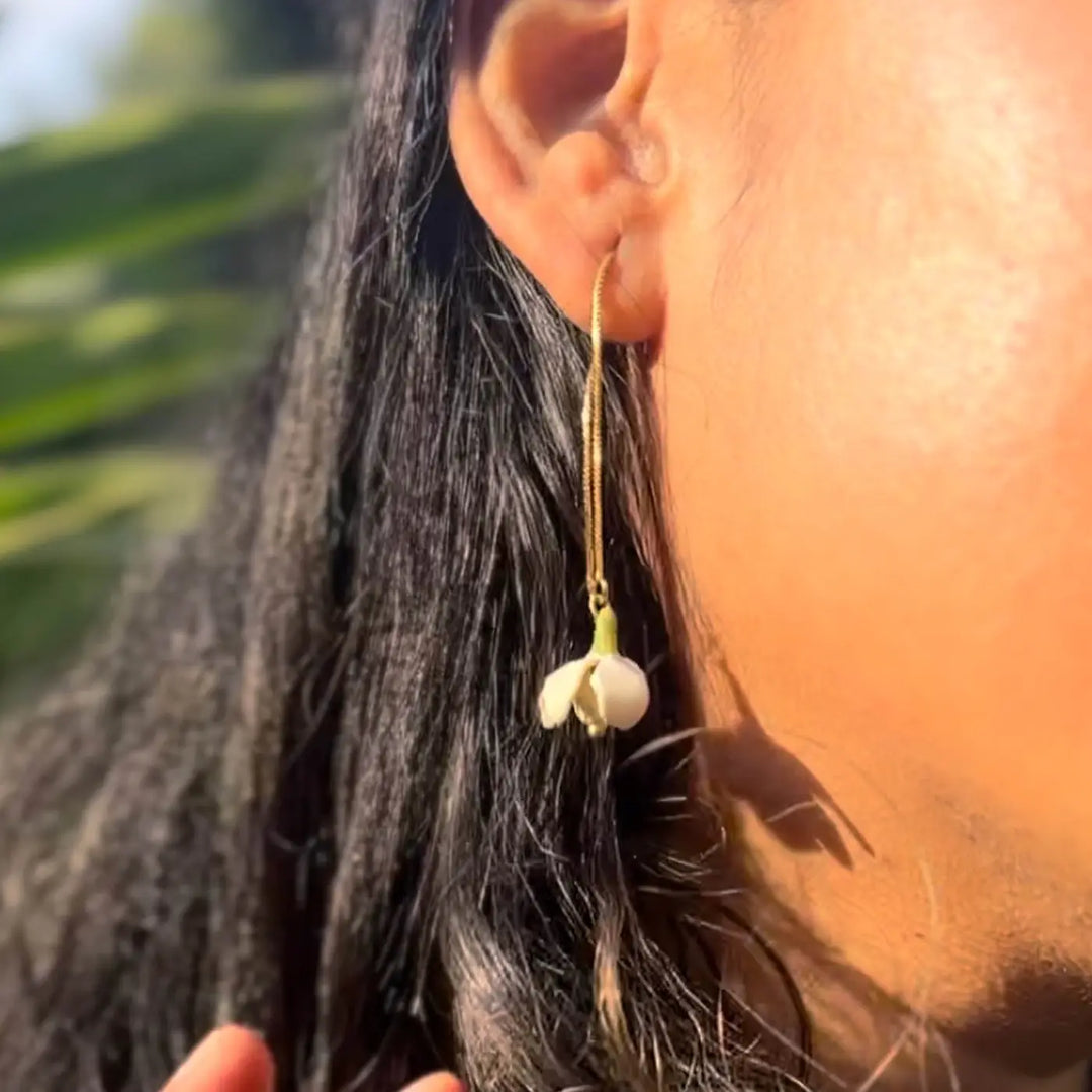 Handmade Polymer Clay Mogra Flower Earrings