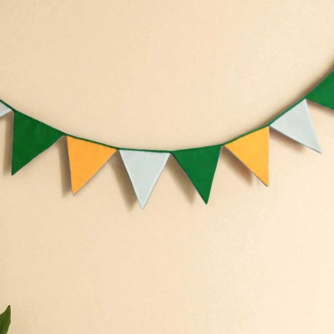 Handmade Tricolor Triangular Inpendence/Republic Day Upcycled Fabric Bunting