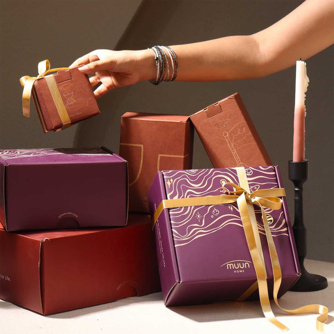 Durable Glass Short Prayer Gift Hamper | Includes Diya And Ringing Bell