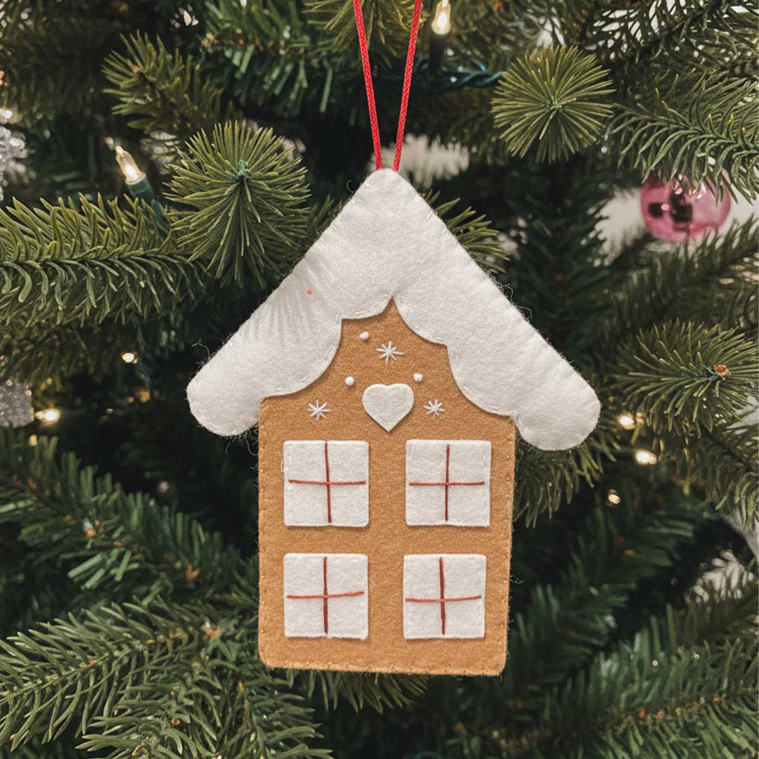 Handmade Felt Gingerbread House Christmas Ornaments
