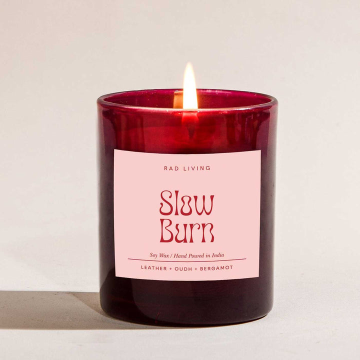 Hand Poured Slow Burn Leather, Bergamot & Oudh Scented Soy Wax Candle
