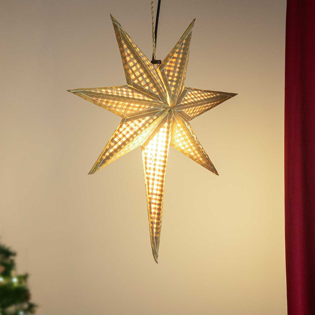 Foldable Handmade Bamboo Hope Natural Christmas Star