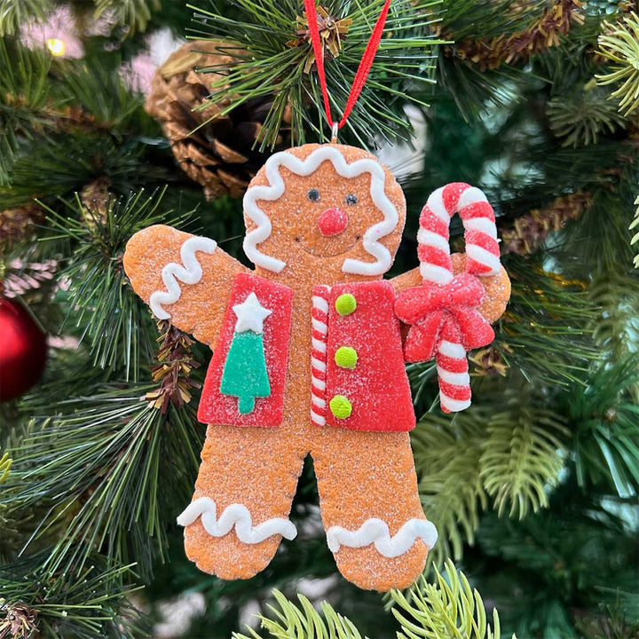 Handmade Gingerbread Cinnamon Sugar Clay Ornaments For Christmas Tree Decoration | Set Of 2