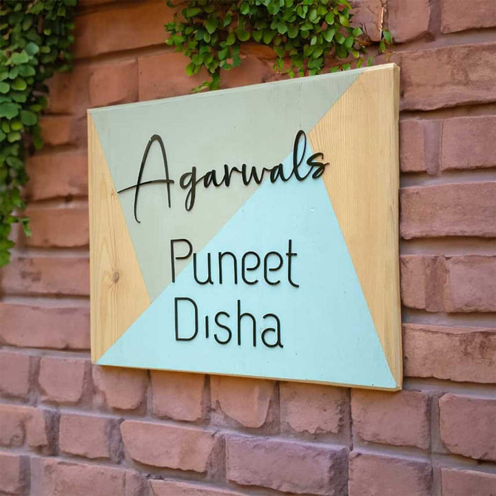 Personalized Minimal  Pine Teal Rectangle Pine Wood Name Plate With 3D Letters