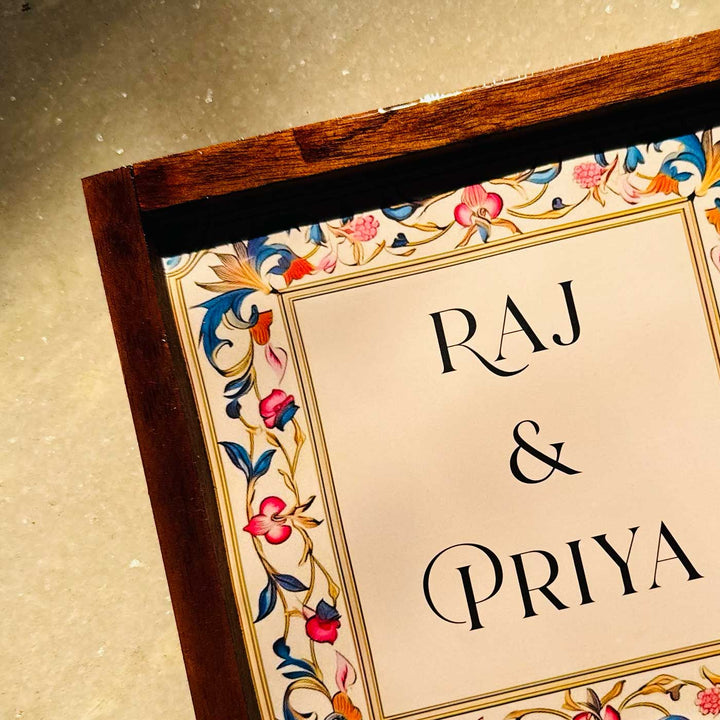 Blooming Floral Personalized Resin Wooden Frame Name Plate