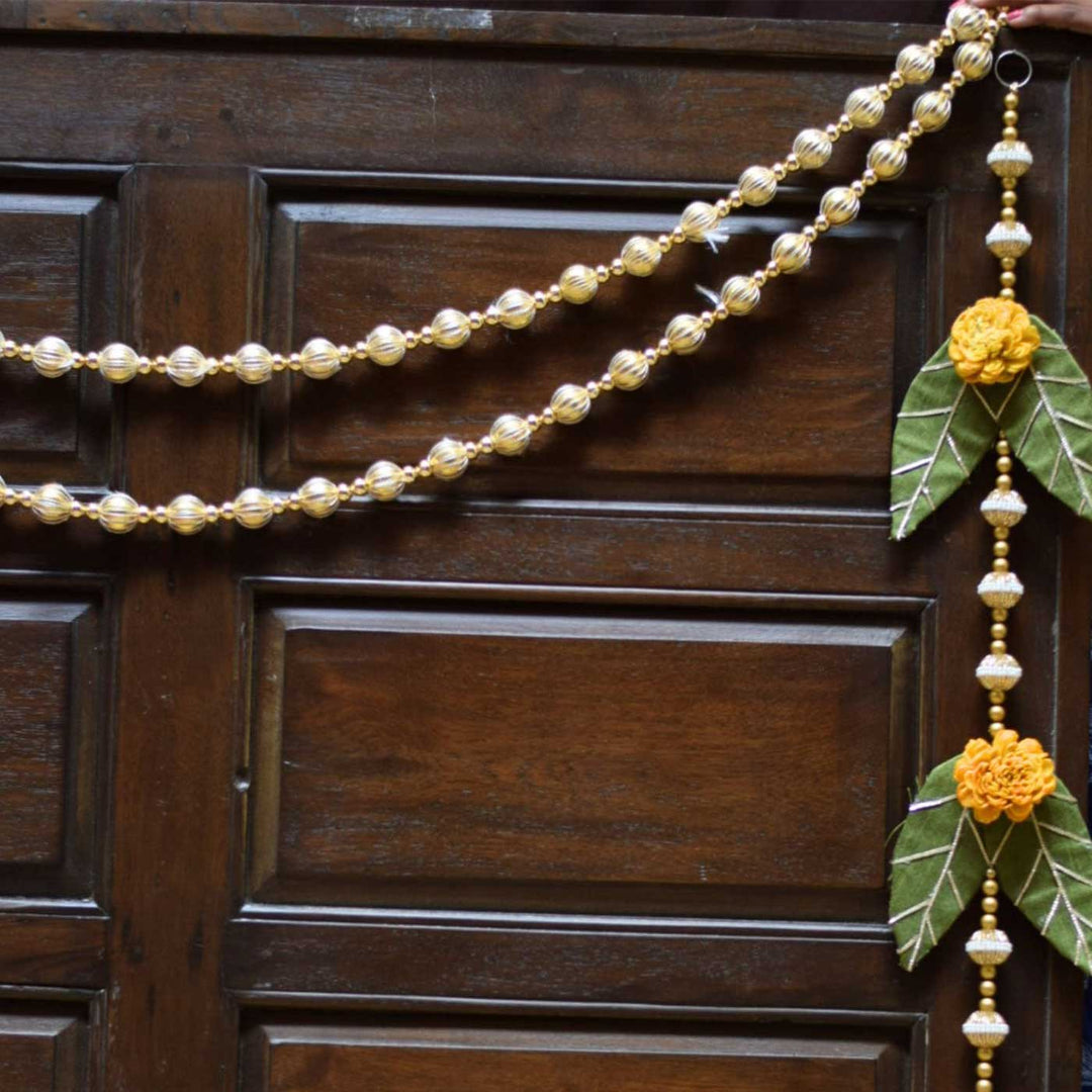 2 Pc | Ashok Shola Latkan Hanging with Marigold & Gold Beads