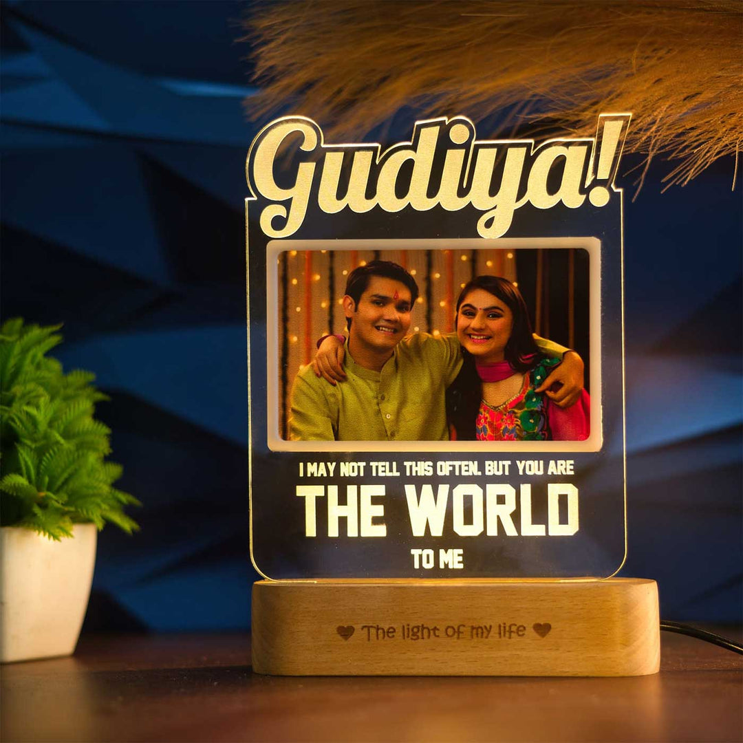 Photo Personalized Engraved Gudiya Theme Acrylic Table Lamp