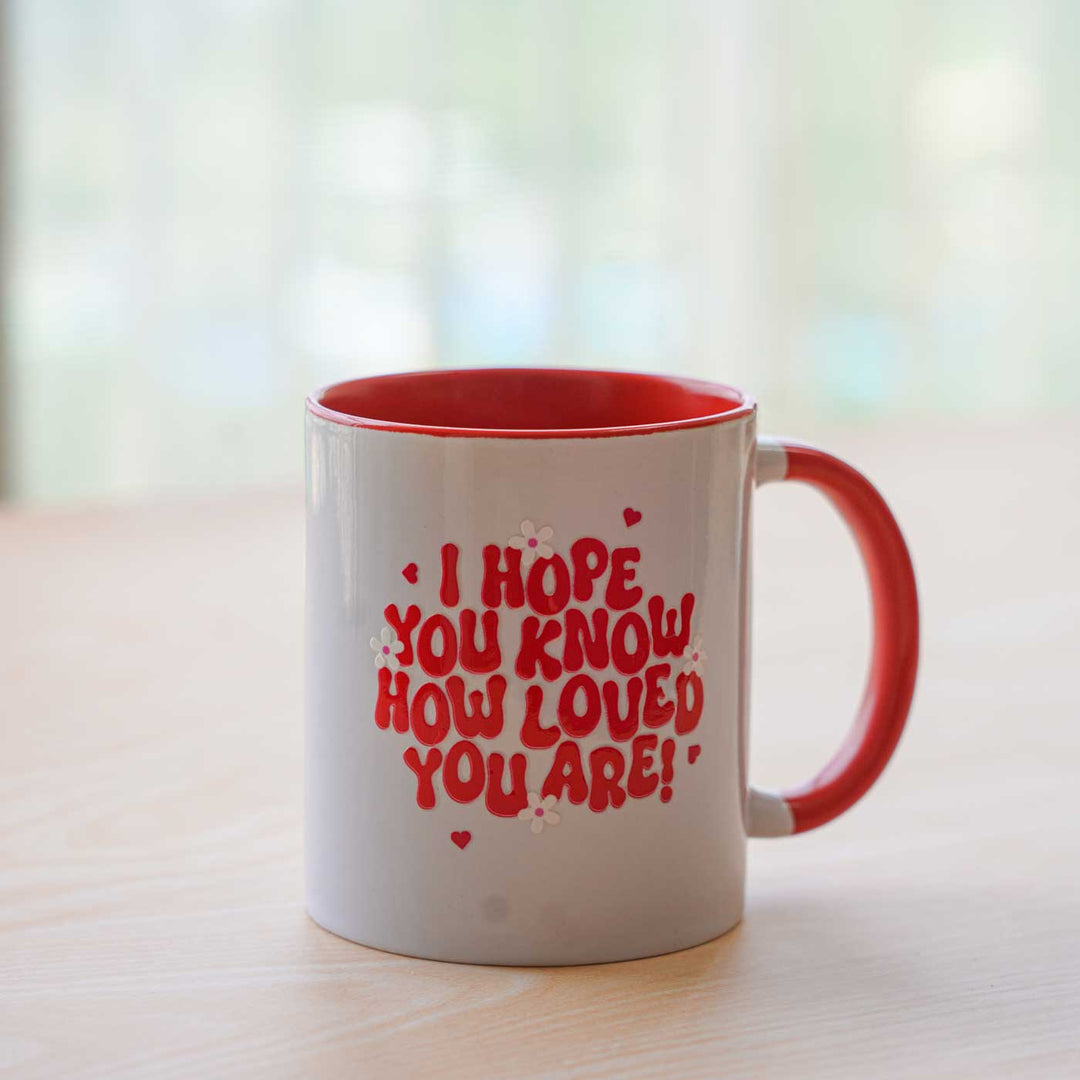 Handmade Glazed Ceramic "Love Quote" Theme Illustrated Mug For Kids