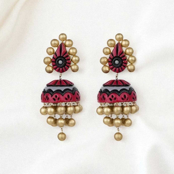 Handmade Beaded Noor Terracotta Earrings