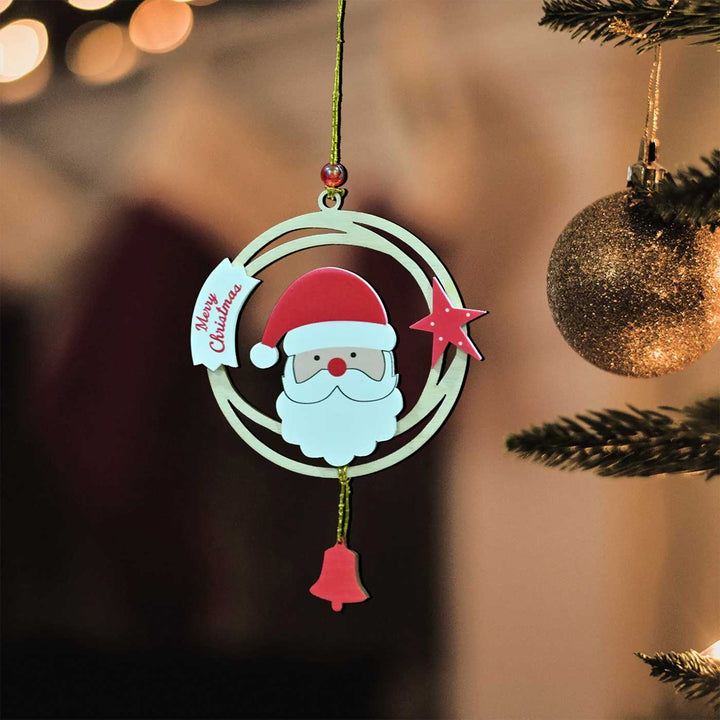 Laser Cut Santa Claus Wooden Ornament For Christmas Tree Decoration