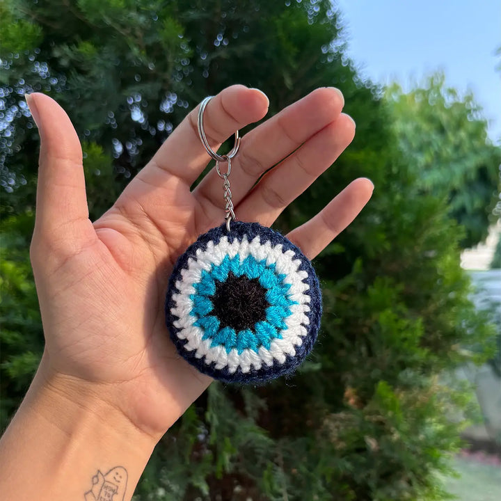 Handmade Crochet Evil Eye Cotton Bag Charm